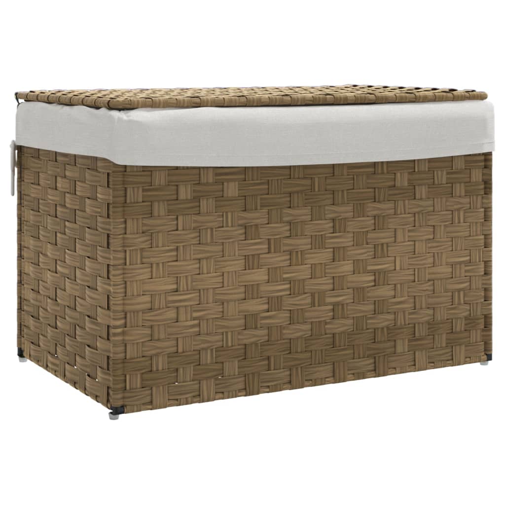 polyrattan szennyeskosár fedéllel 55,5 x 35 x 34 cm