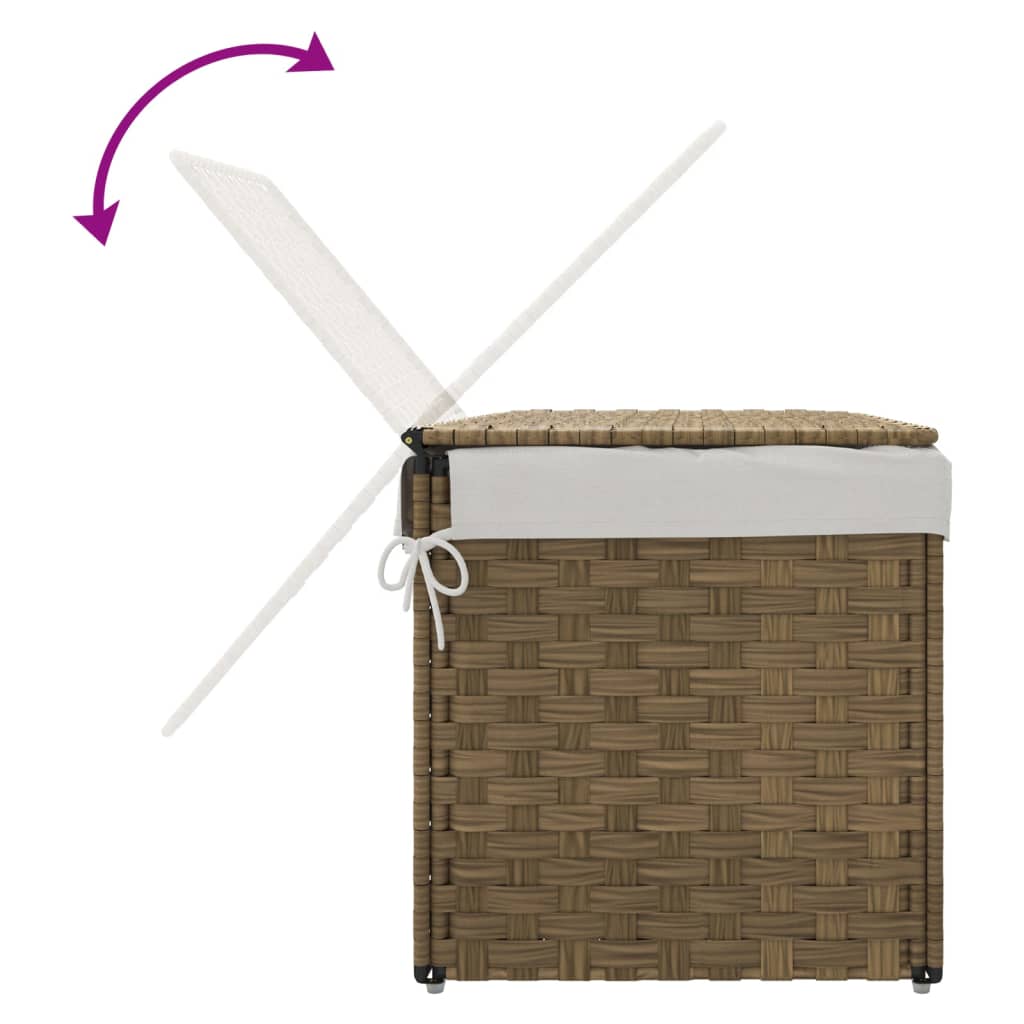 polyrattan szennyeskosár fedéllel 55,5 x 35 x 34 cm