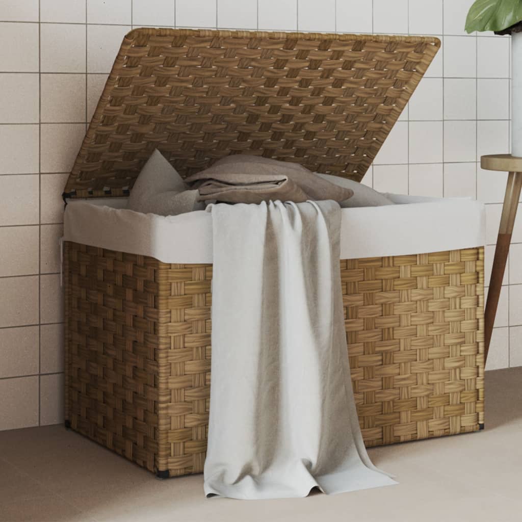polyrattan szennyeskosár fedéllel 55,5 x 35 x 34 cm