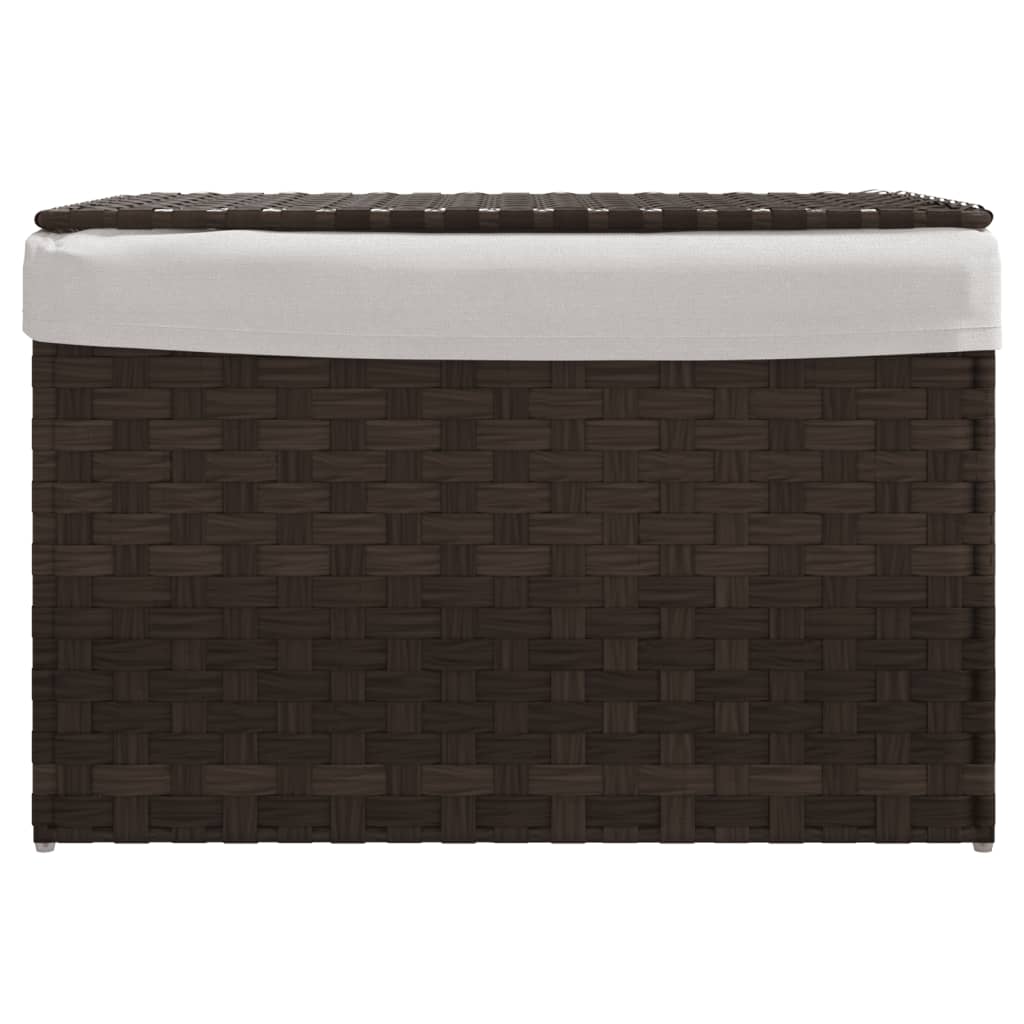 sötétbarna polyrattan szennyeskosár fedéllel 55,5 x 35 x 34 cm
