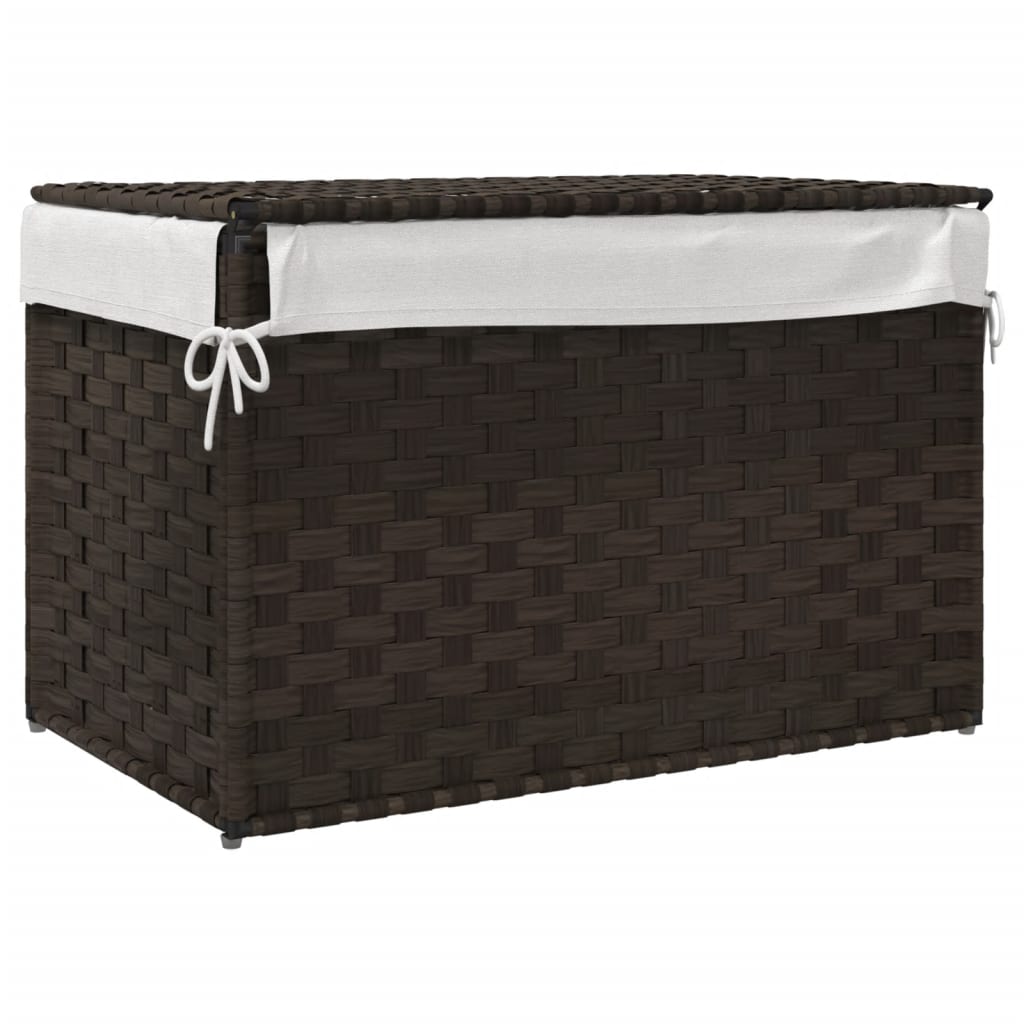 sötétbarna polyrattan szennyeskosár fedéllel 55,5 x 35 x 34 cm
