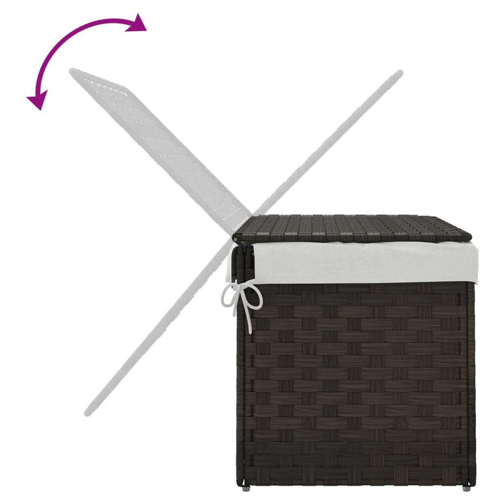 sötétbarna polyrattan szennyeskosár fedéllel 55,5 x 35 x 34 cm