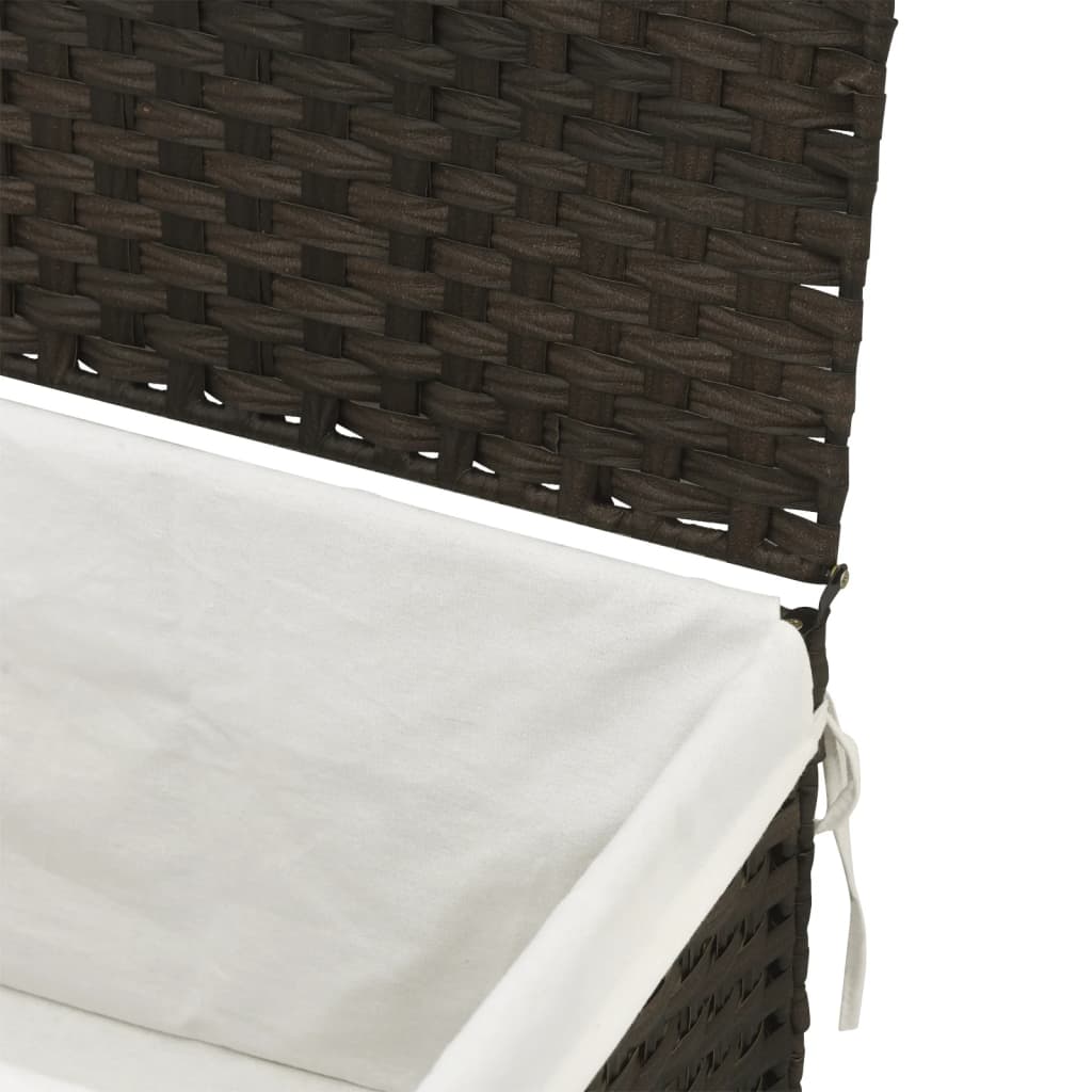 sötétbarna polyrattan szennyeskosár fedéllel 55,5 x 35 x 34 cm