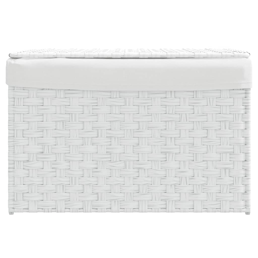 fehér polyrattan szennyeskosár fedéllel 55,5 x 35 x 34 cm