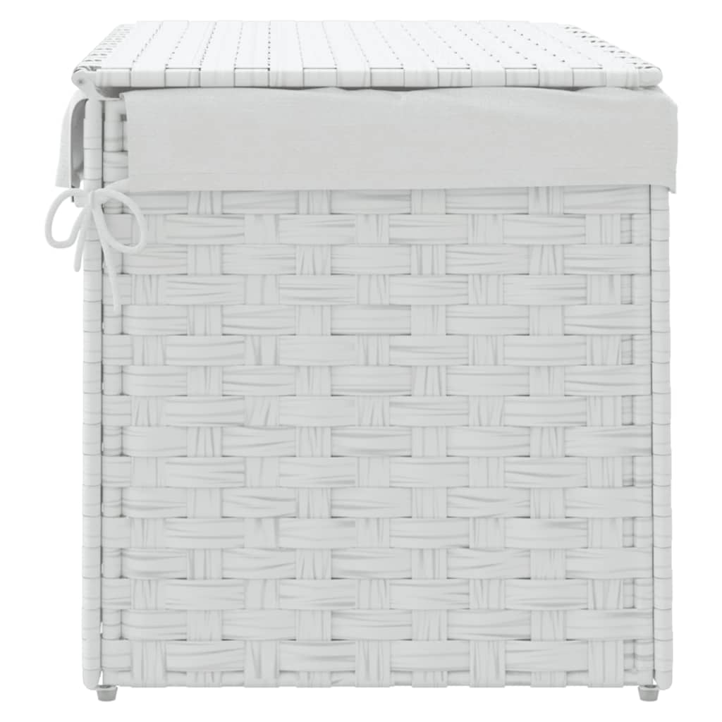 fehér polyrattan szennyeskosár fedéllel 55,5 x 35 x 34 cm