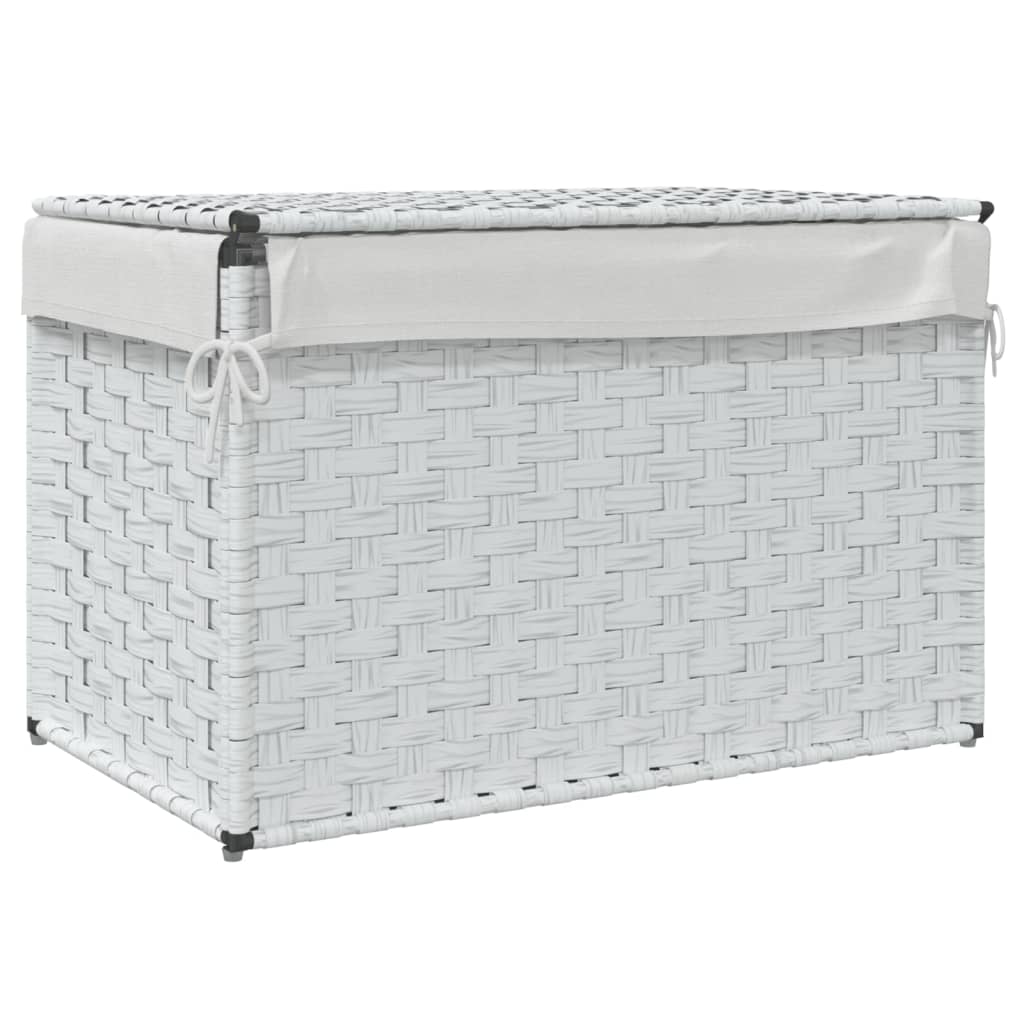 fehér polyrattan szennyeskosár fedéllel 55,5 x 35 x 34 cm