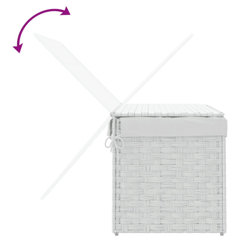 fehér polyrattan szennyeskosár fedéllel 55,5 x 35 x 34 cm