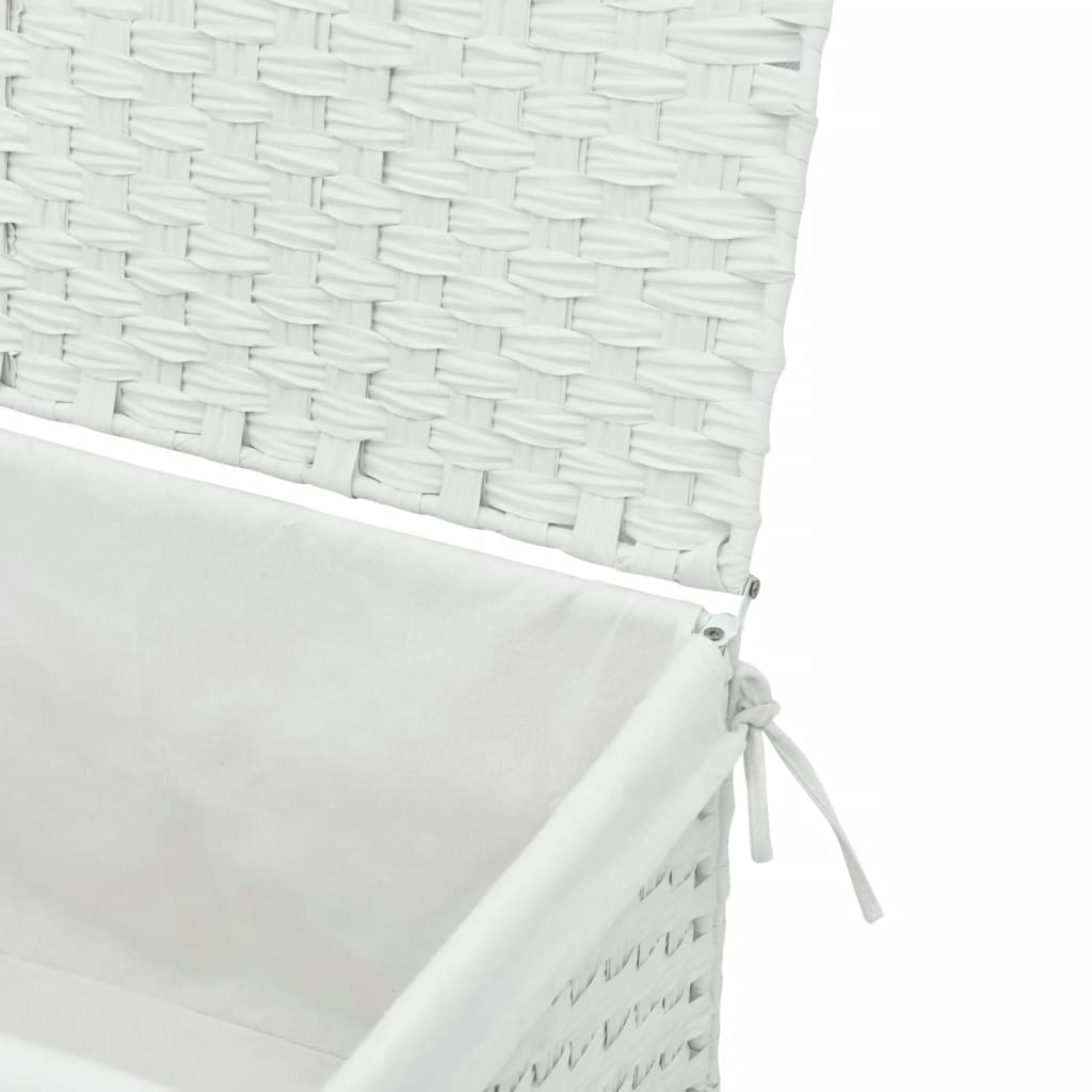 fehér polyrattan szennyeskosár fedéllel 55,5 x 35 x 34 cm