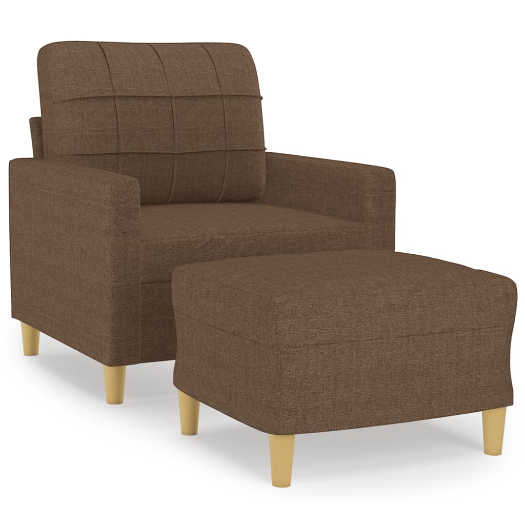 barna szövet kanapéfotel lábtartóval 60 cm