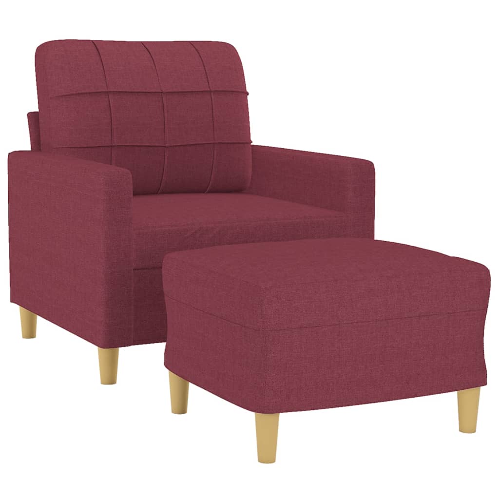 bordó szövet kanapéfotel lábtartóval 60 cm