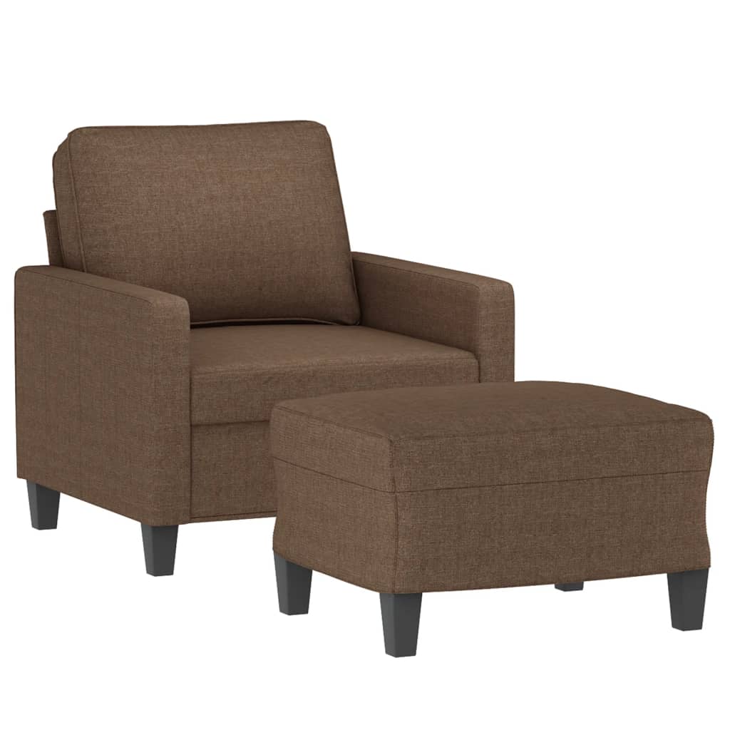 barna szövet kanapéfotel lábtartóval 60 cm