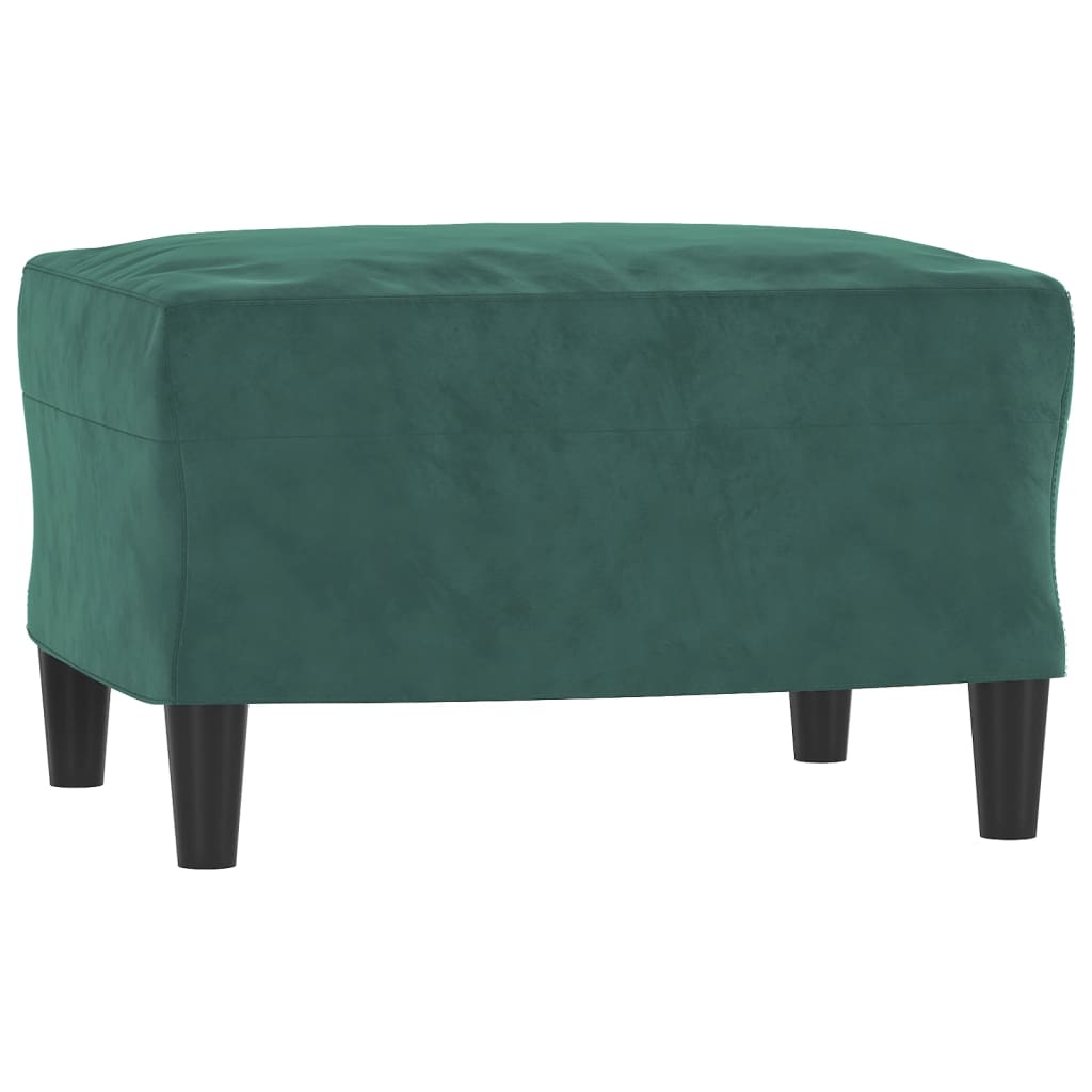 sötétzöld bársony kanapéfotel lábtartóval 60 cm