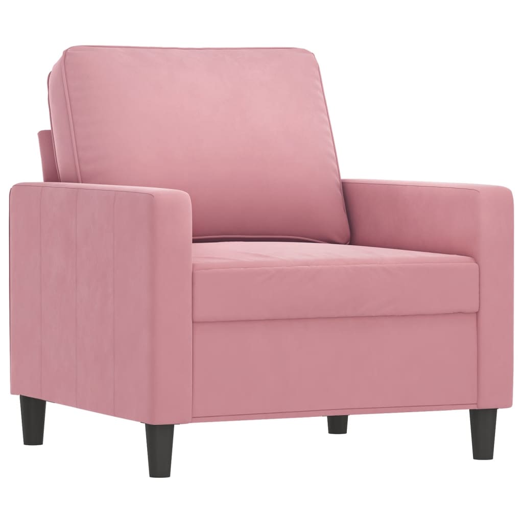 rózsaszín bársony kanapéfotel lábtartóval 60 cm