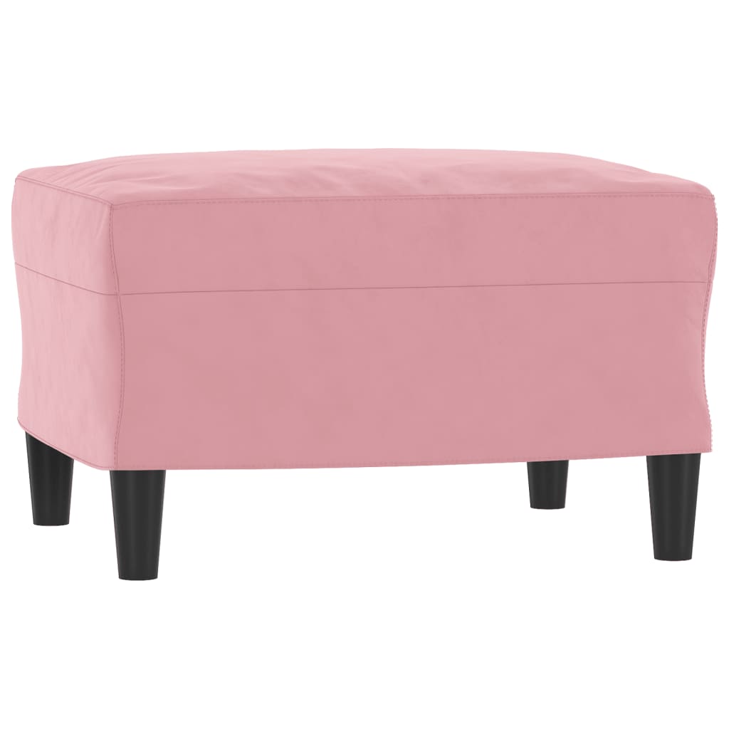rózsaszín bársony kanapéfotel lábtartóval 60 cm