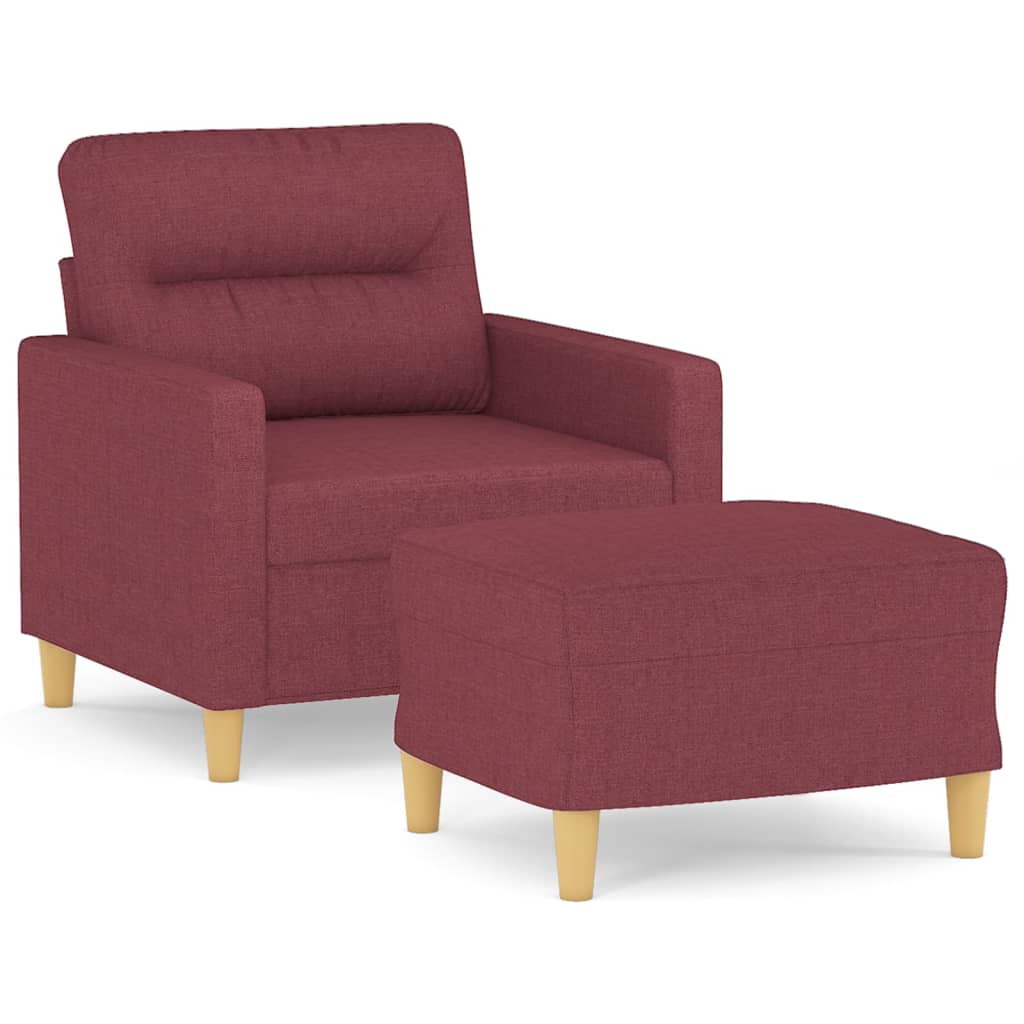 bordó szövet kanapéfotel lábtartóval 60 cm