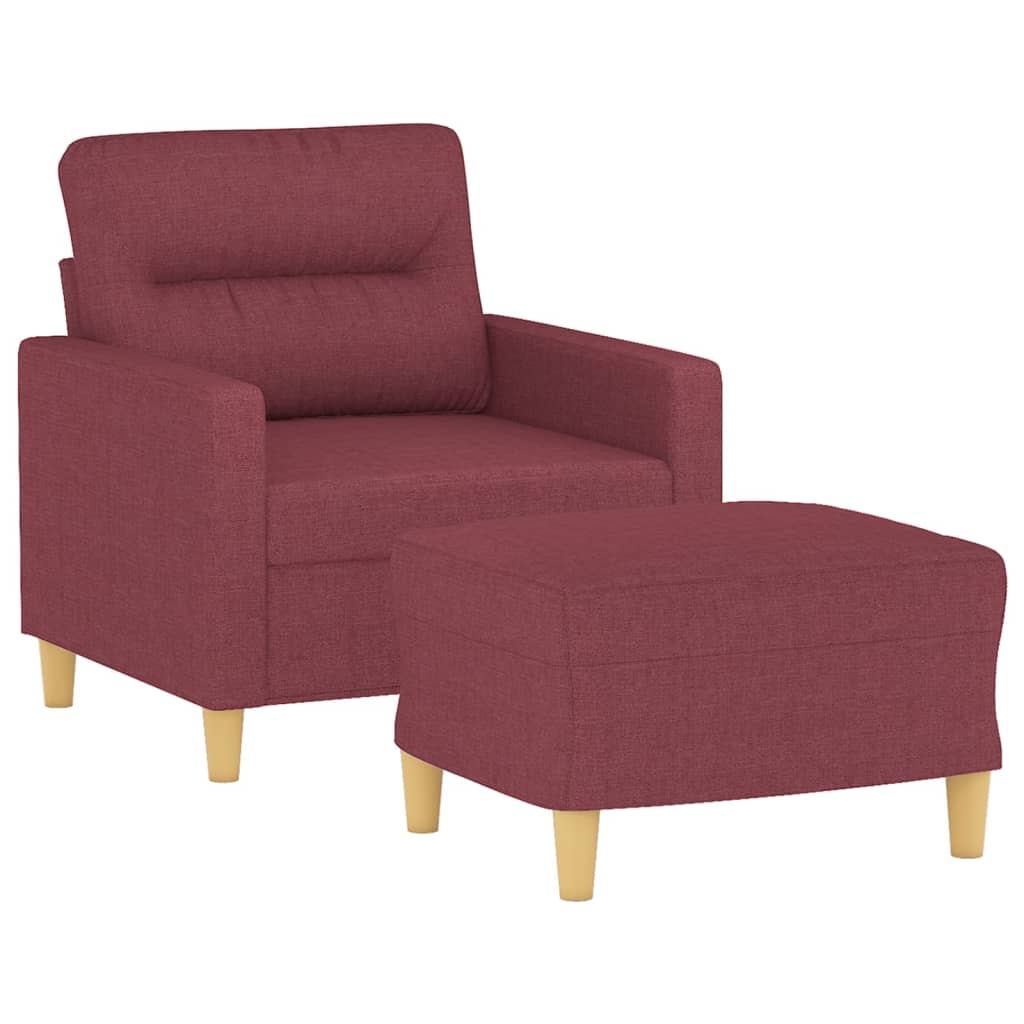 bordó szövet kanapéfotel lábtartóval 60 cm