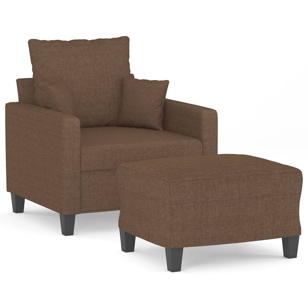 barna szövet kanapéfotel lábtartóval 60 cm