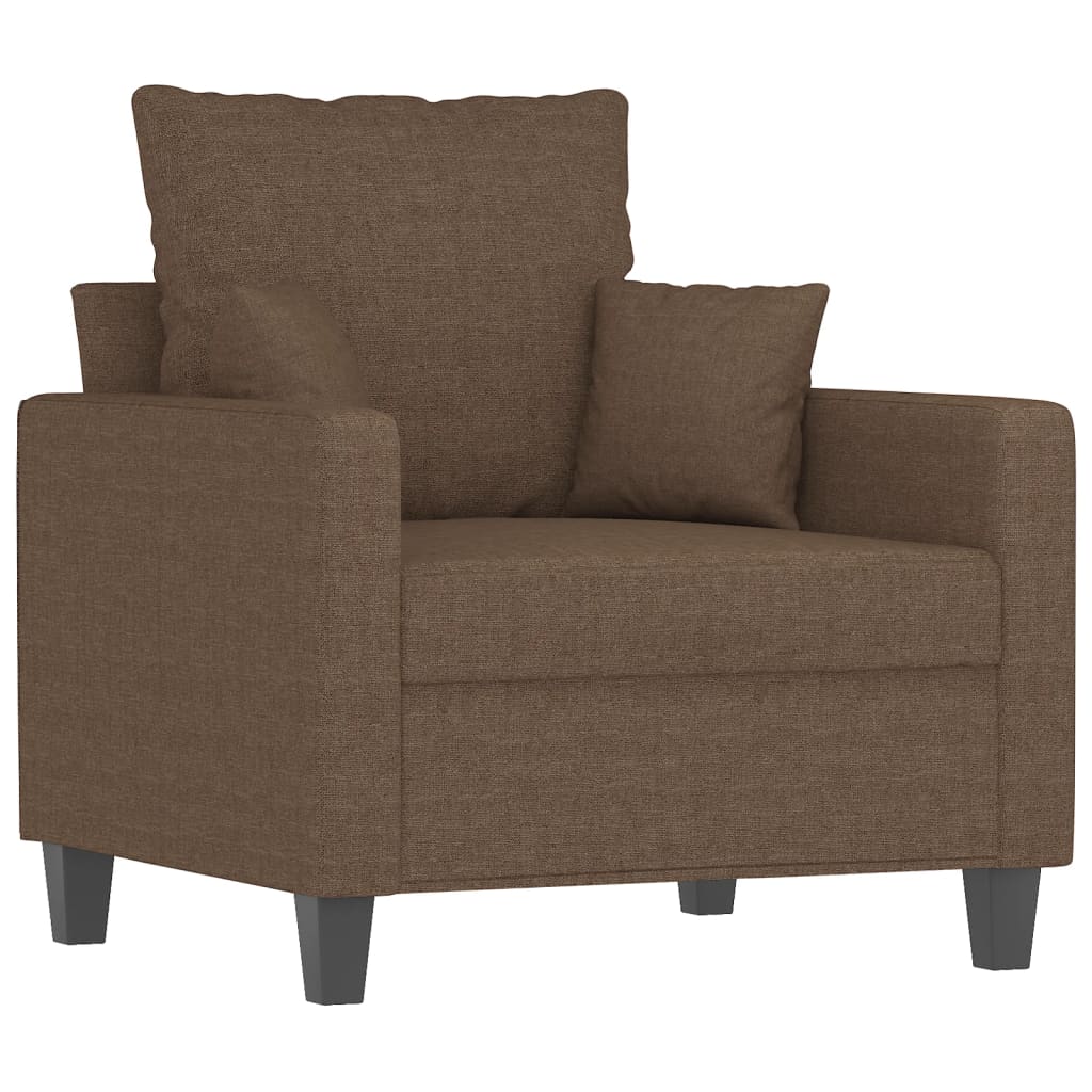 barna szövet kanapéfotel lábtartóval 60 cm