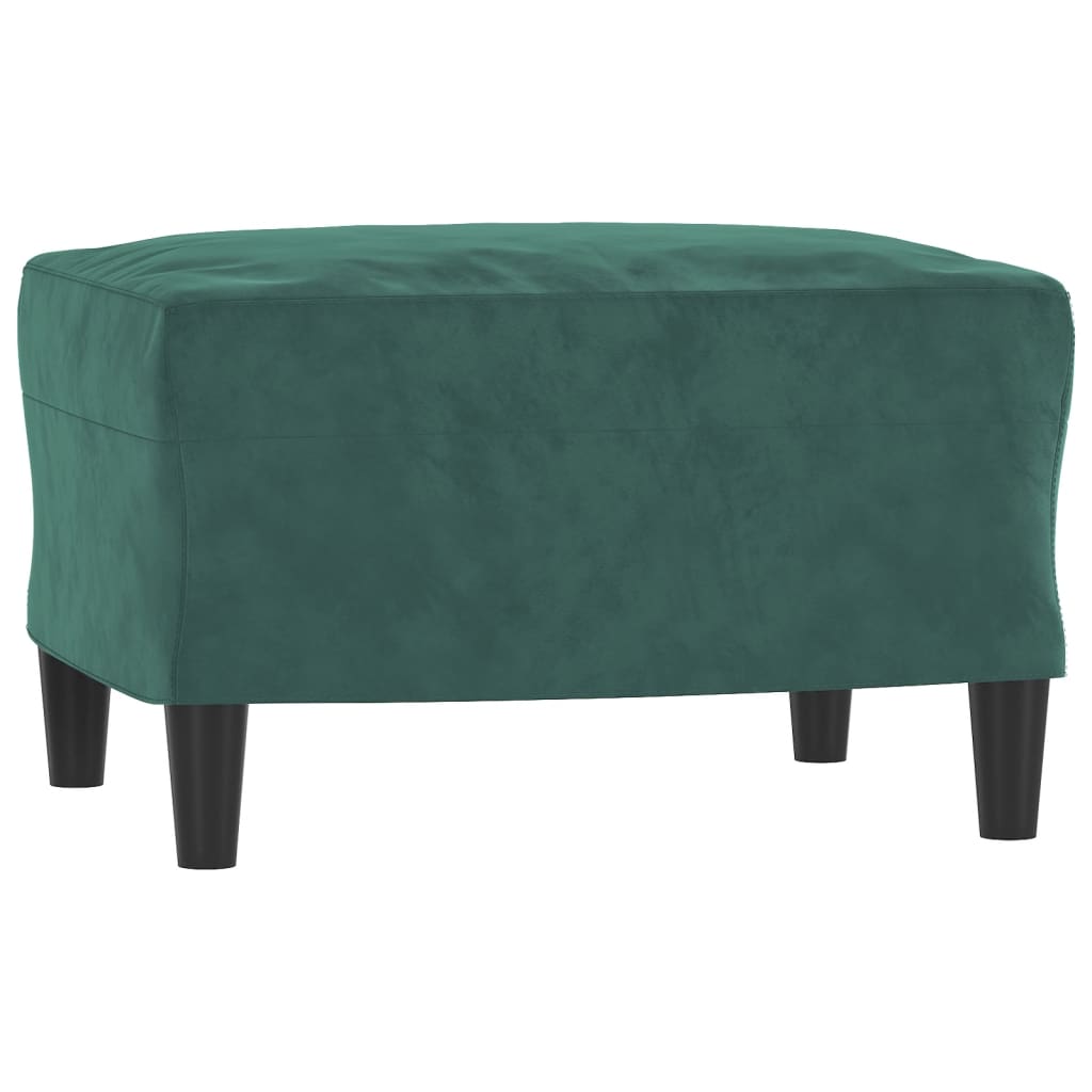 sötétzöld bársony kanapéfotel lábtartóval 60 cm