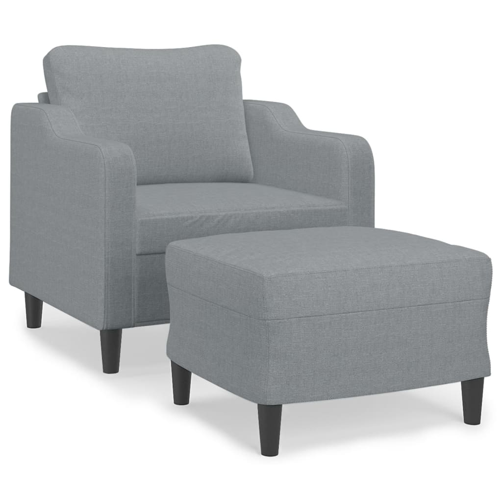 világosszürke szövet kanapéfotel lábtartóval 60 cm
