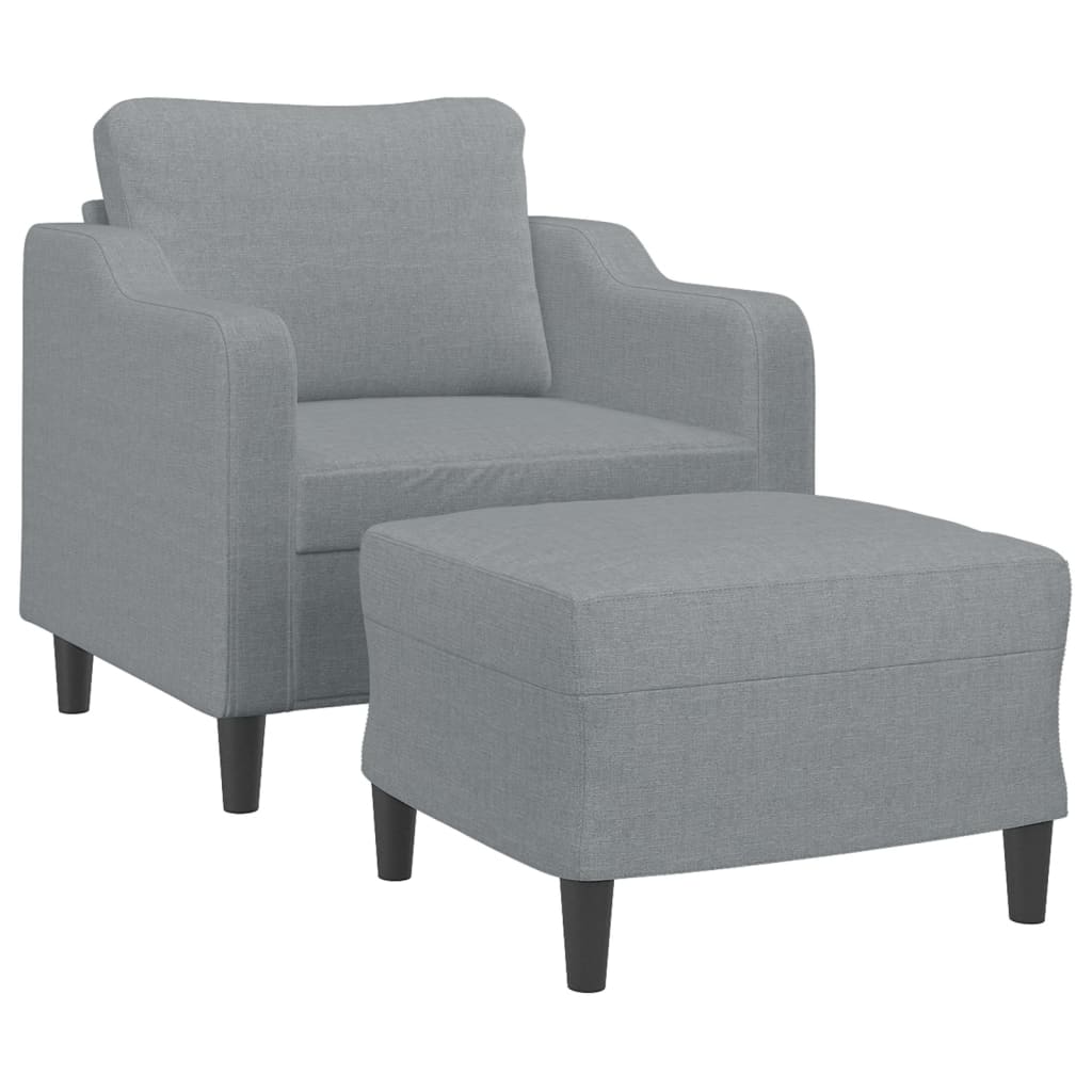 világosszürke szövet kanapéfotel lábtartóval 60 cm