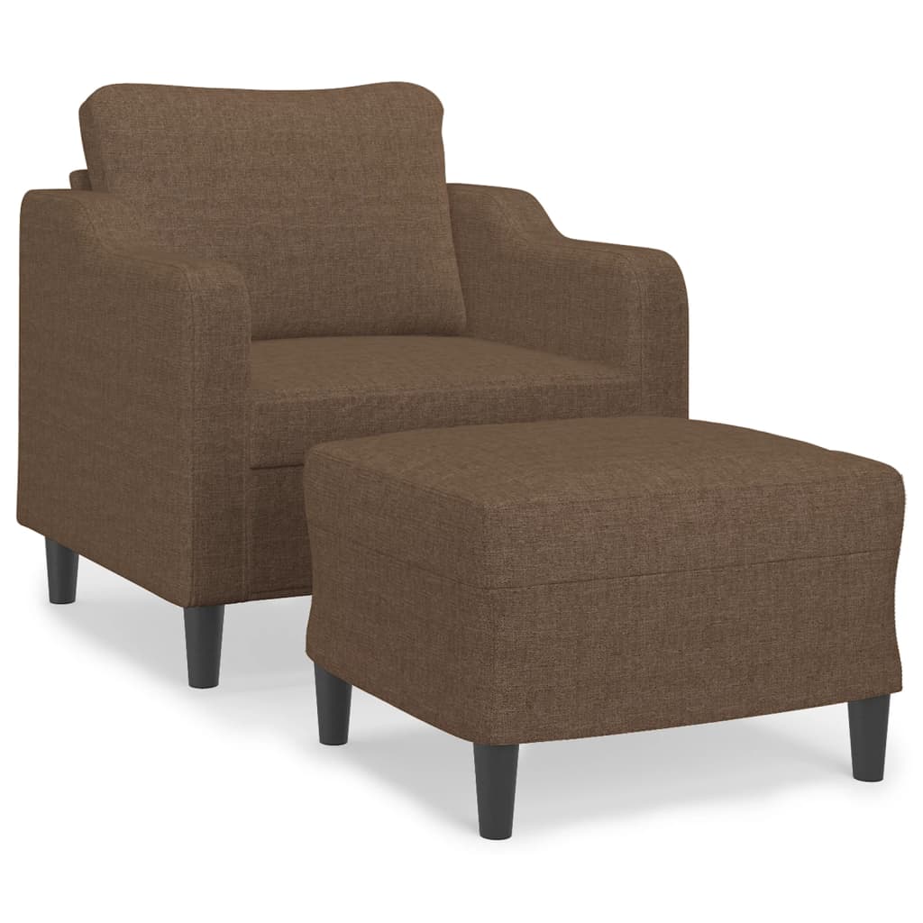 barna szövet kanapéfotel lábtartóval 60 cm
