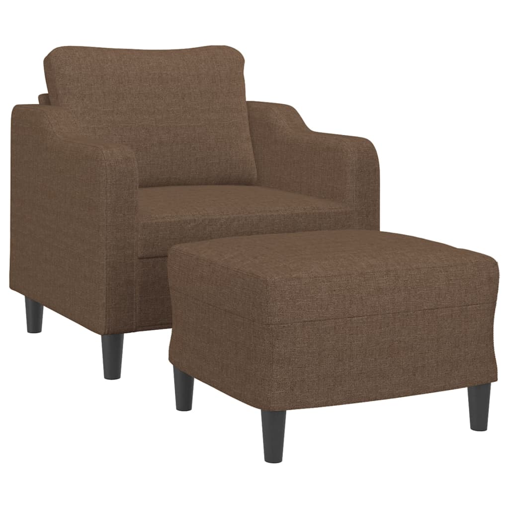 barna szövet kanapéfotel lábtartóval 60 cm