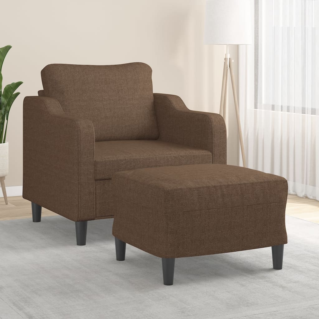 barna szövet kanapéfotel lábtartóval 60 cm