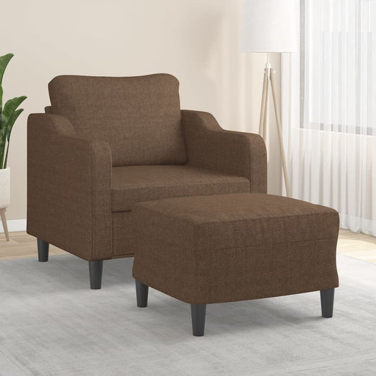 barna szövet kanapéfotel lábtartóval 60 cm