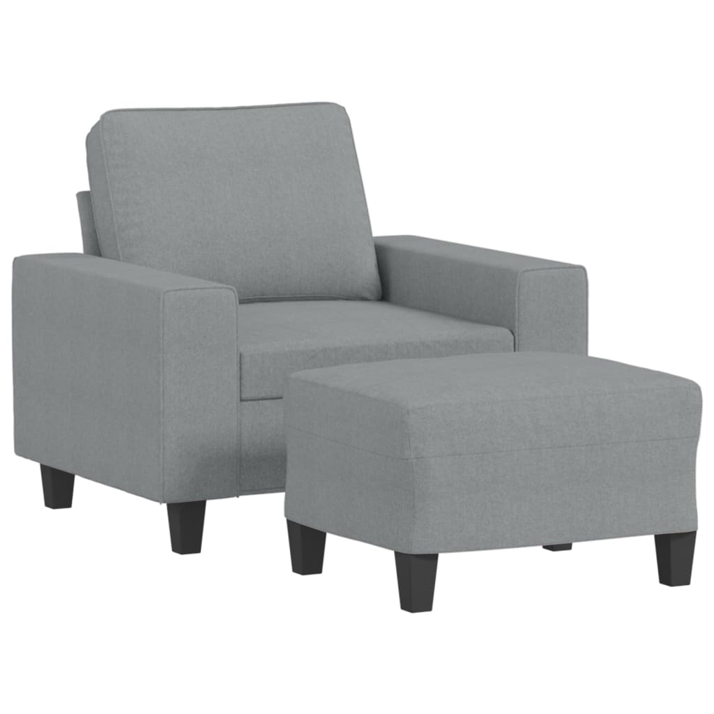 világosszürke szövet kanapéfotel lábtartóval 60 cm