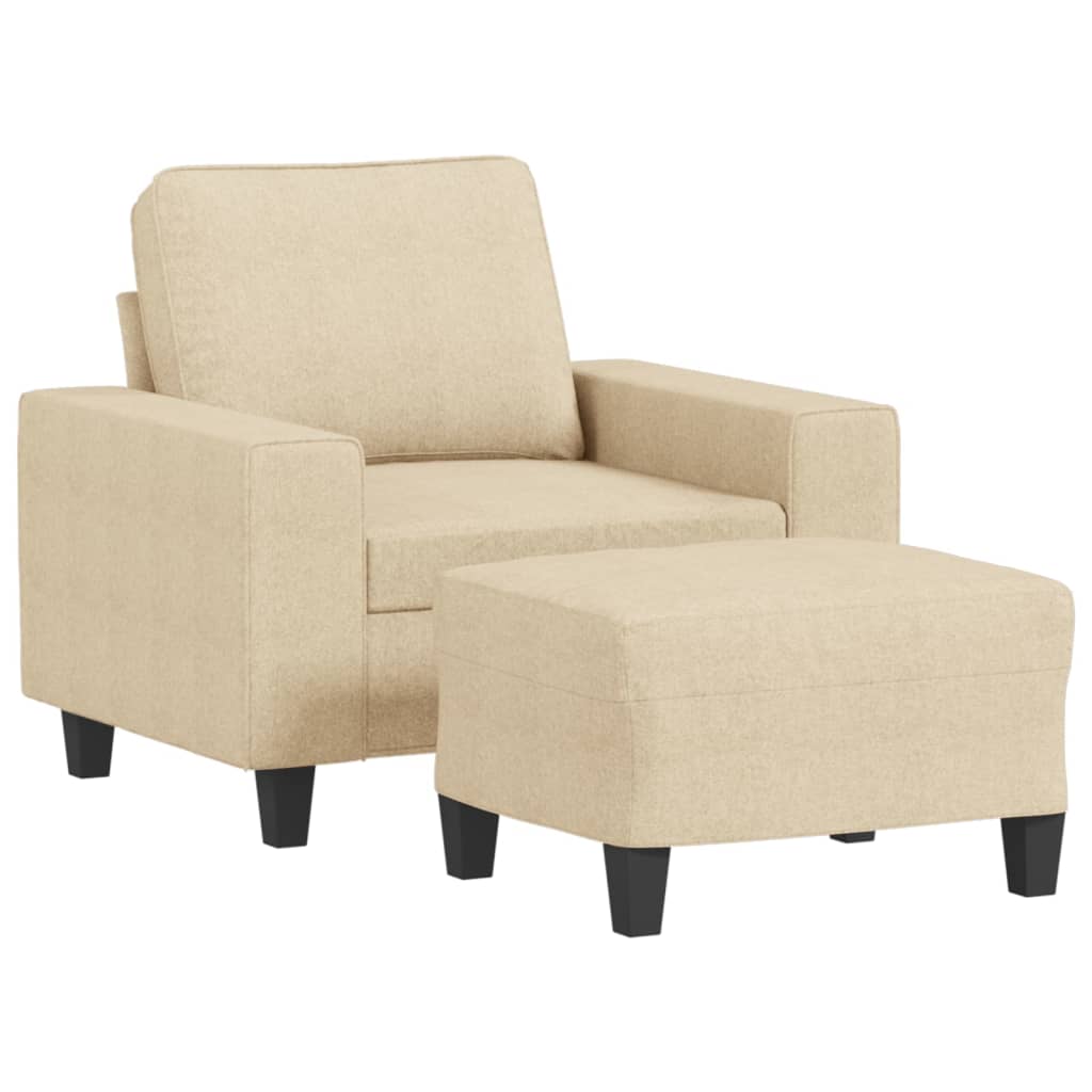 krémszínű szövet kanapéfotel lábtartóval 60 cm