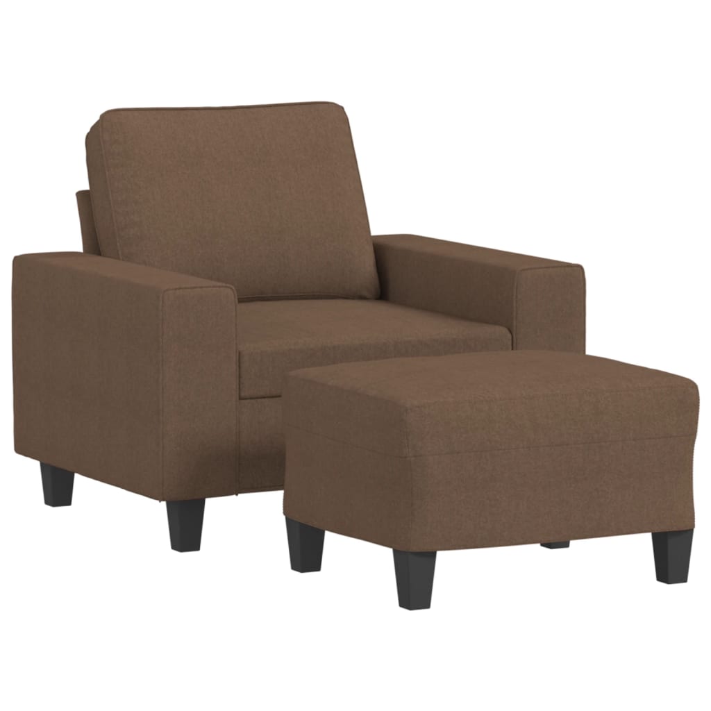 barna szövet kanapéfotel lábtartóval 60 cm