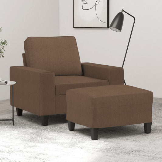 barna szövet kanapéfotel lábtartóval 60 cm