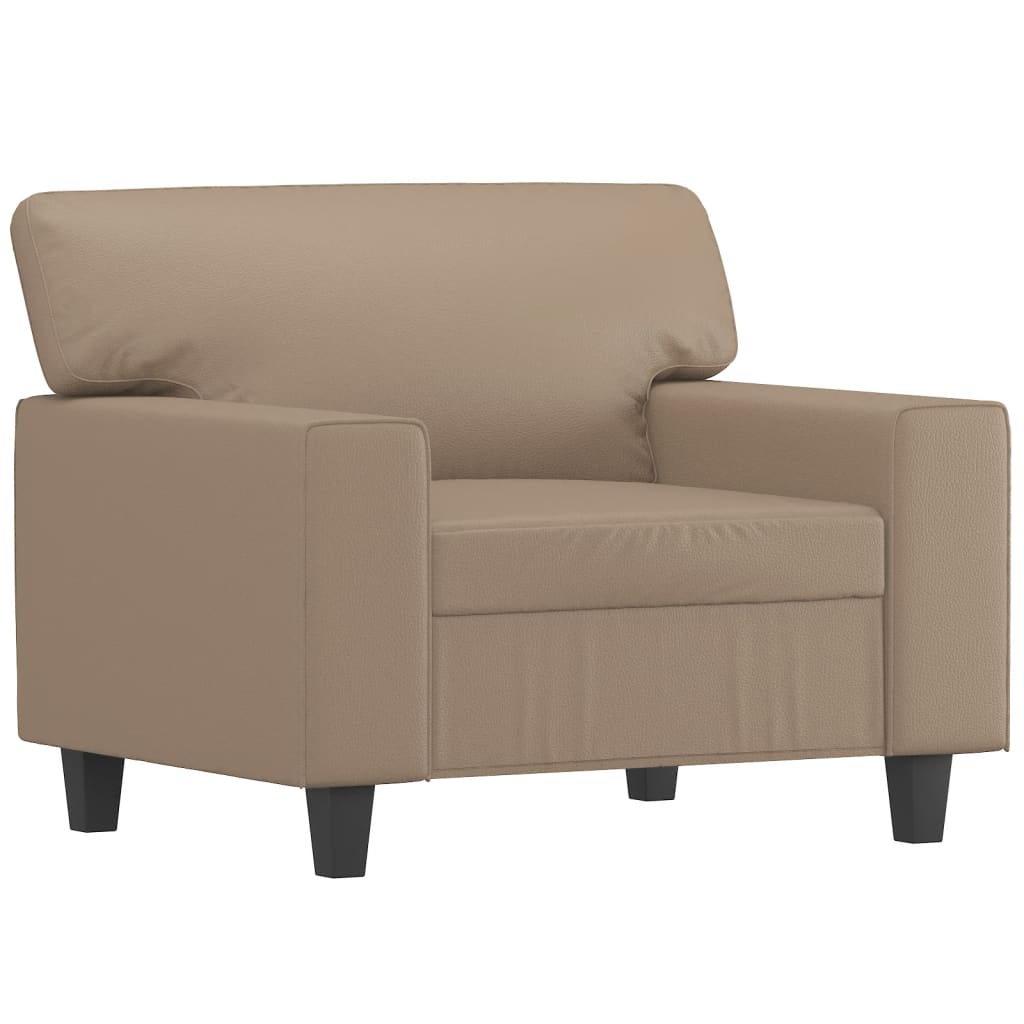 kávészínű műbőr kanapéfotel lábtartóval 60 cm