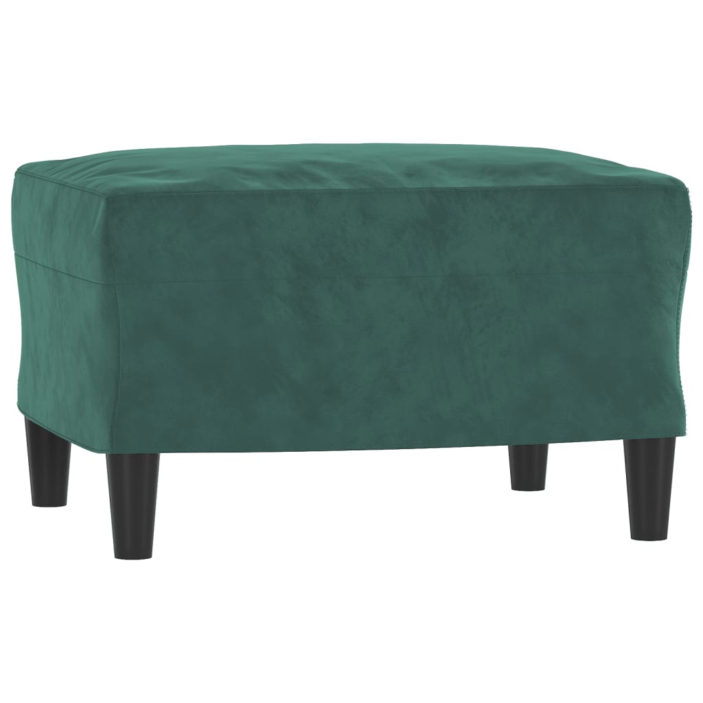 sötétzöld bársony kanapéfotel lábtartóval 60 cm