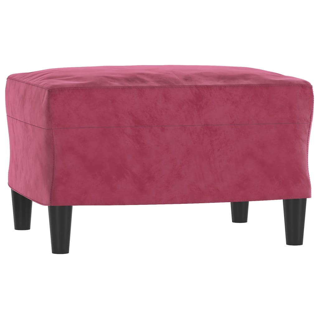 bordó bársony kanapéfotel lábtartóval 60 cm
