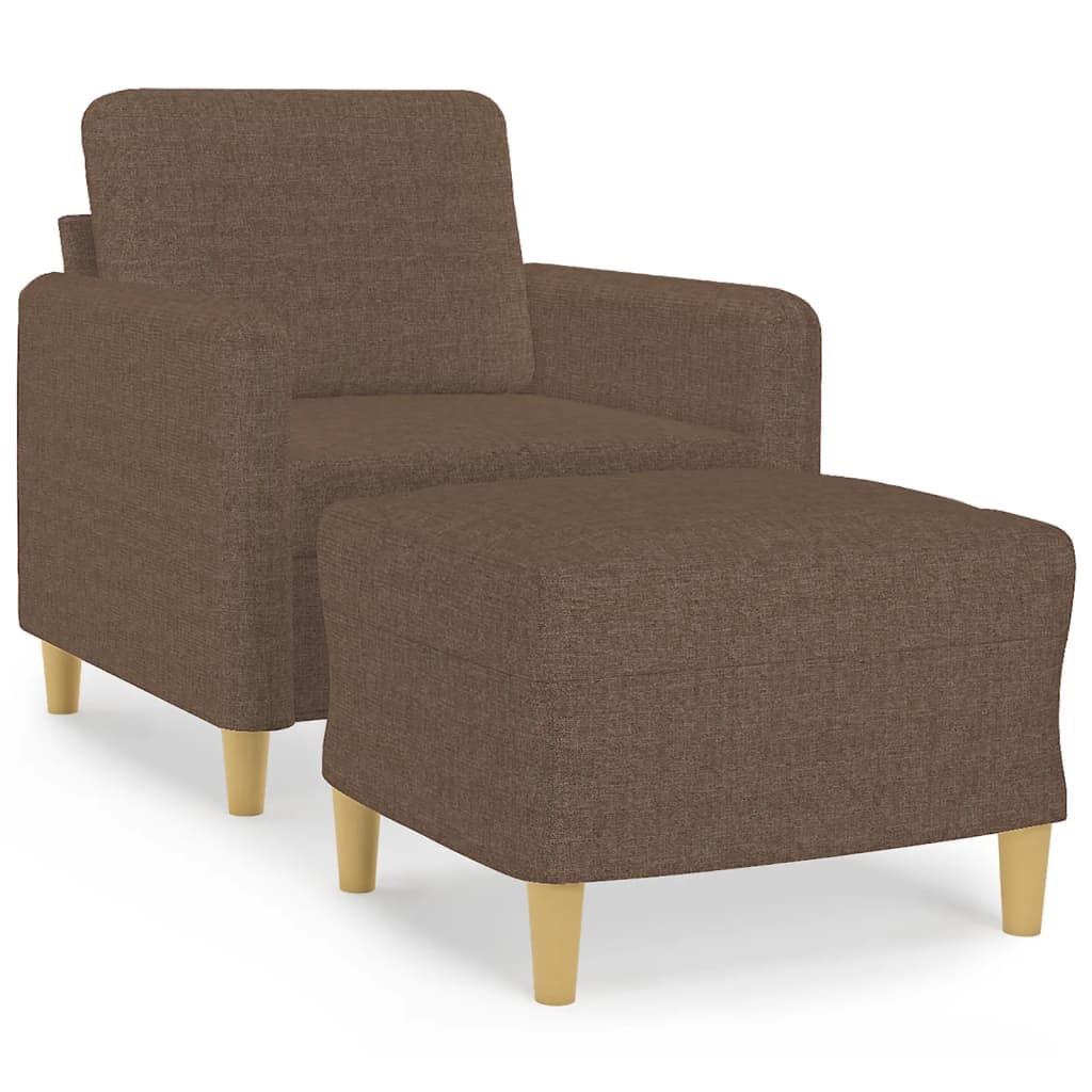 barna szövet kanapéfotel lábtartóval 60 cm