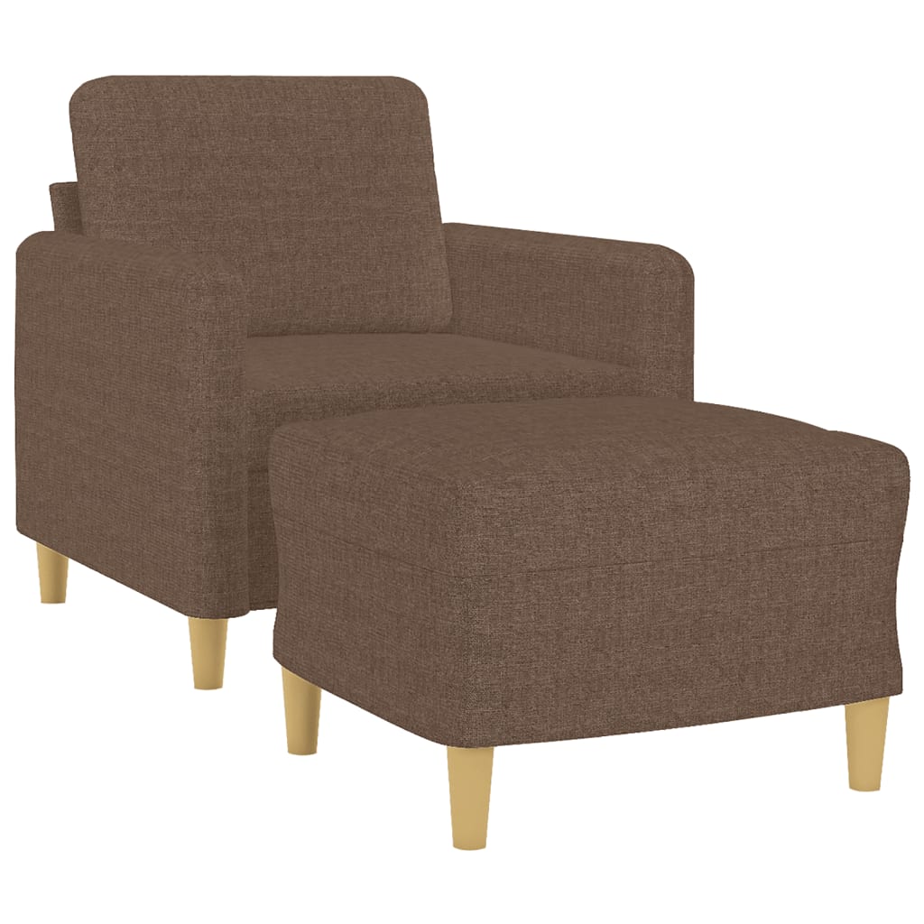 barna szövet kanapéfotel lábtartóval 60 cm