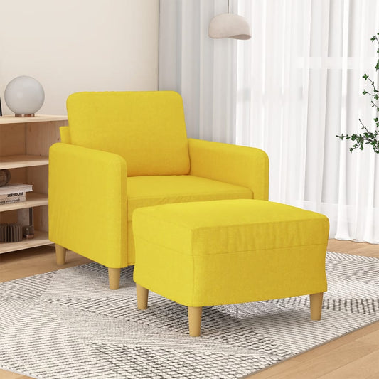 világossárga szövet kanapéfotel lábtartóval 60 cm
