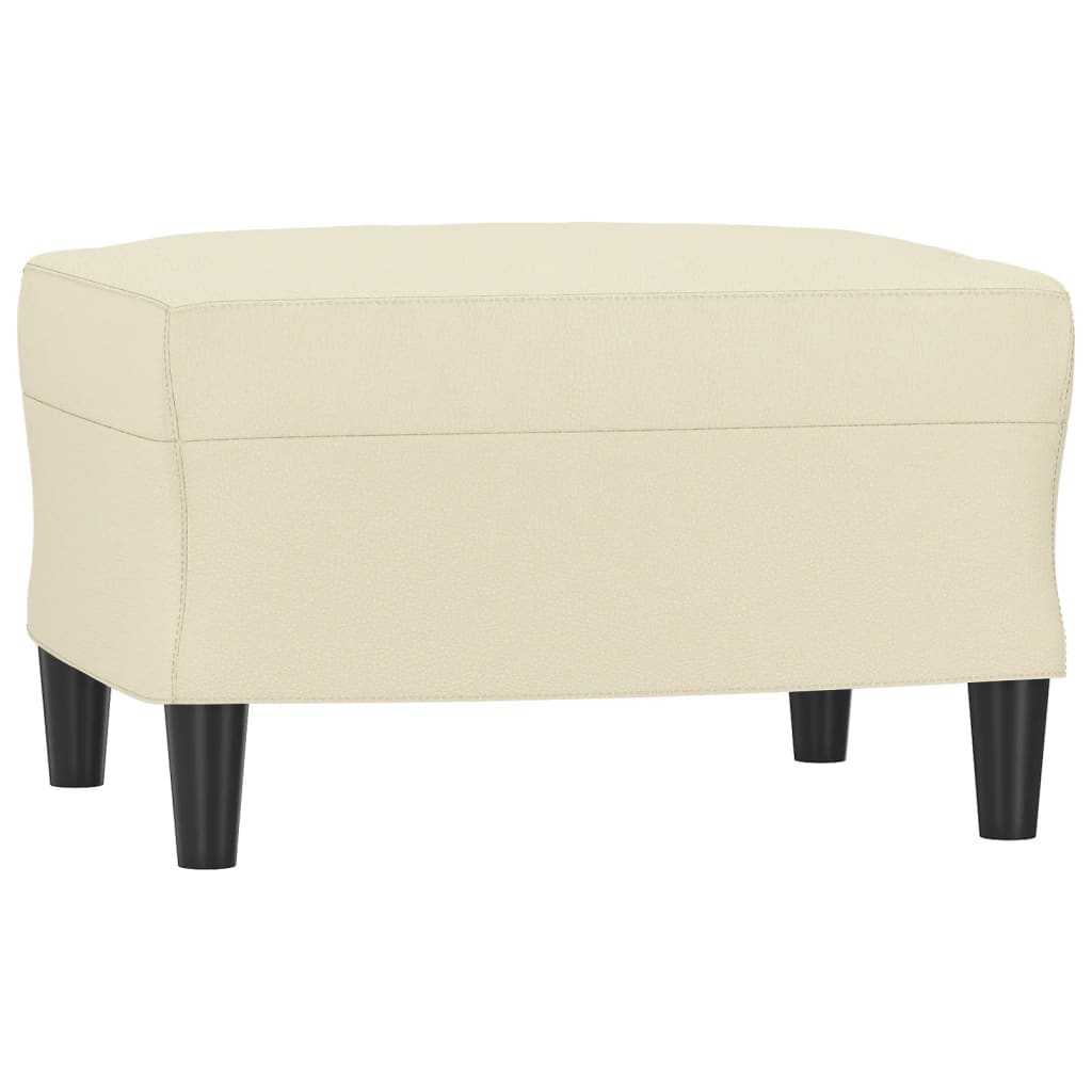 krémszínű műbőr kanapéfotel lábtartóval 60 cm