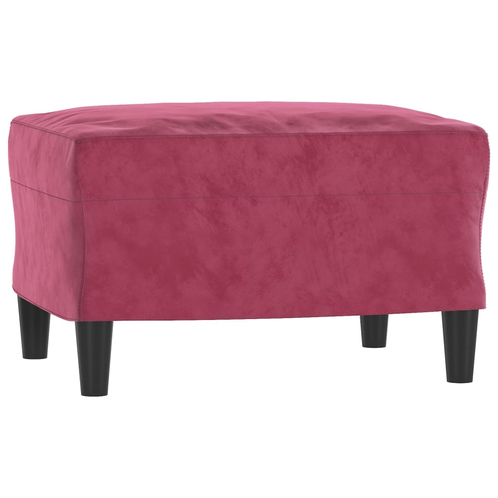 bordó bársony kanapéfotel lábtartóval 60 cm