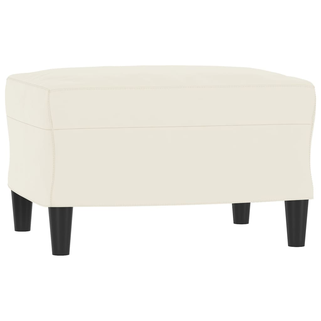 krémszínű bársony kanapéfotel lábtartóval 60 cm