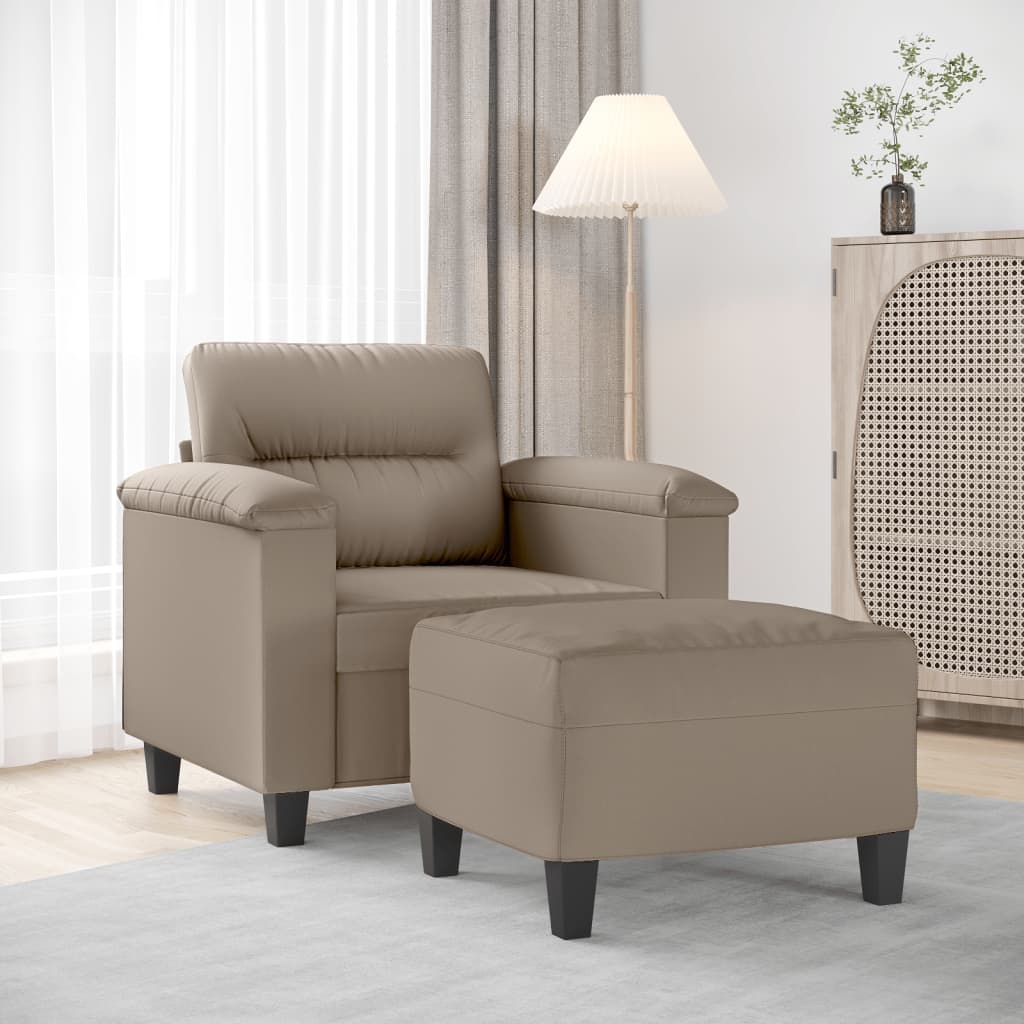 tópszínű mikroszálas szövet kanapéfotel lábtartóval 60 cm