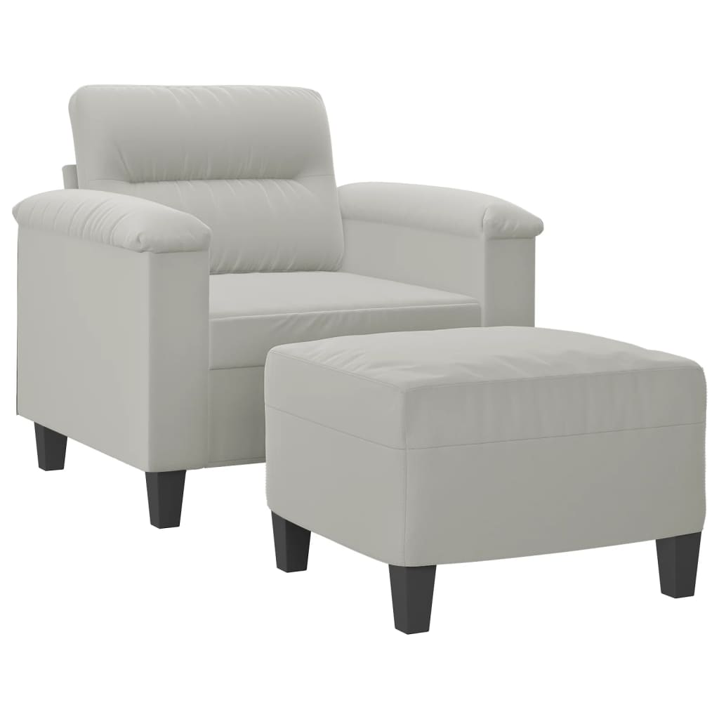 világosszürke mikroszálas szövet kanapéfotel lábtartóval 60 cm