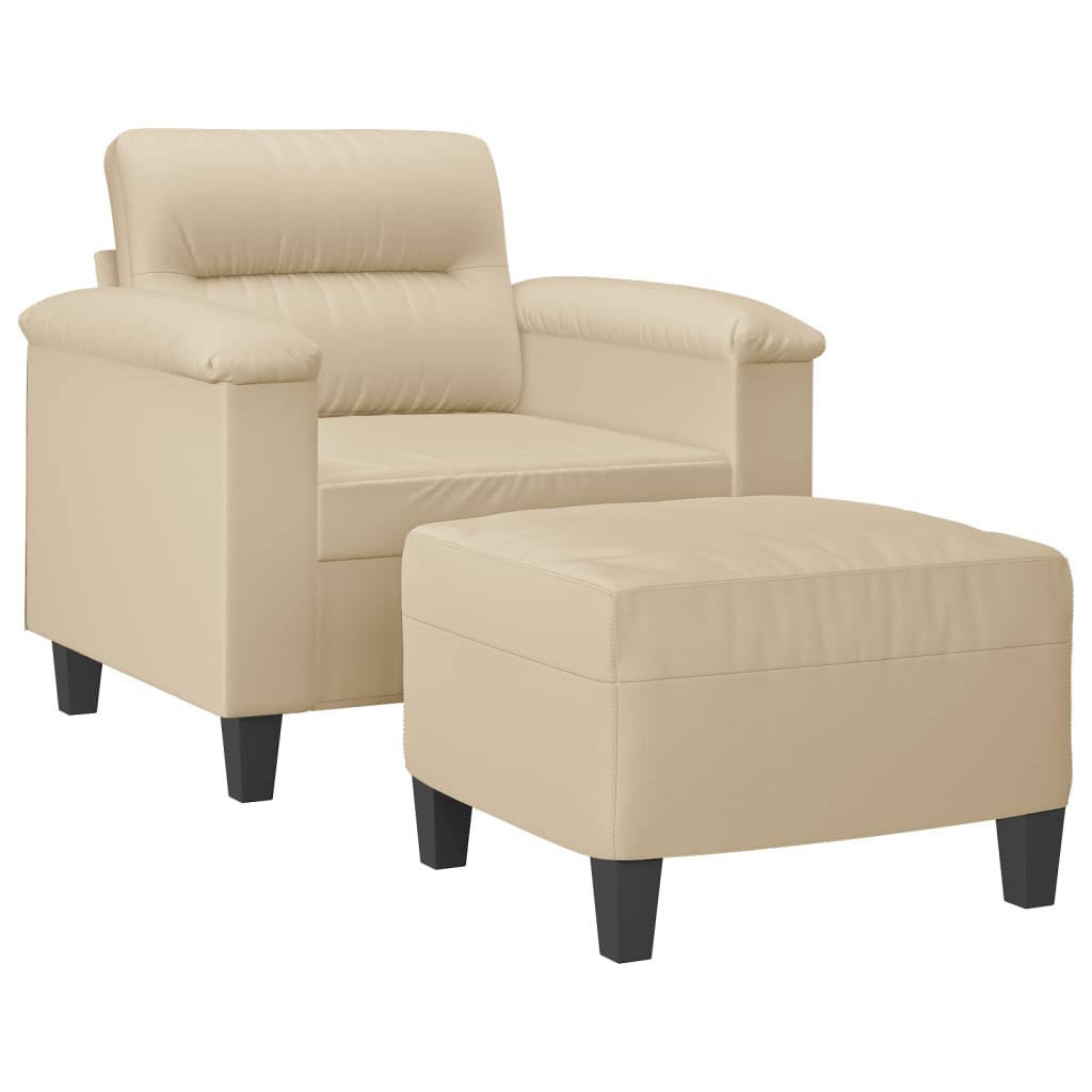 krémszínű mikroszálas szövet kanapéfotel lábtartóval 60 cm