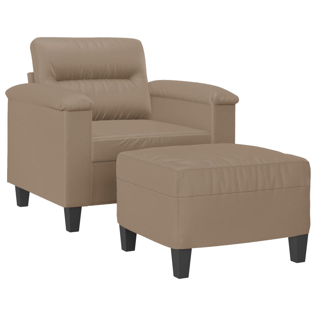 kávészínű műbőr kanapéfotel lábtartóval 60 cm