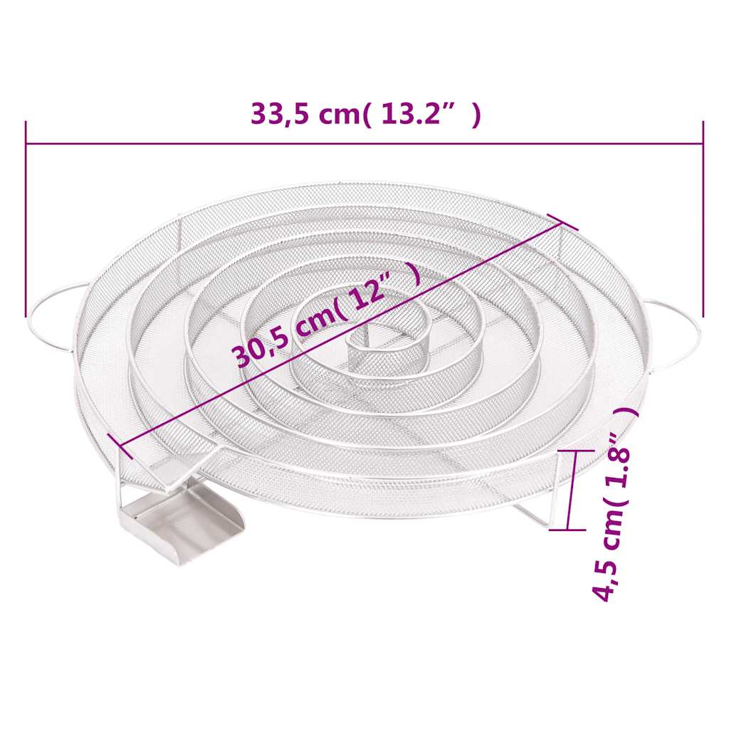 kerek rozsdamentes acél hidegfüst-generátor 33,5 cm