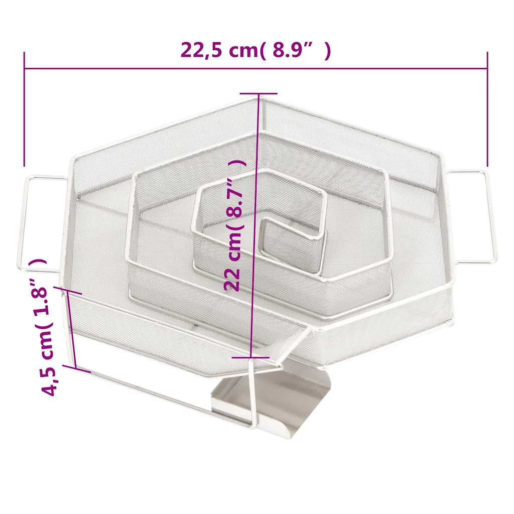 6 oldalas rozsdamentes acél hidegfüst-generátor 22,5 cm
