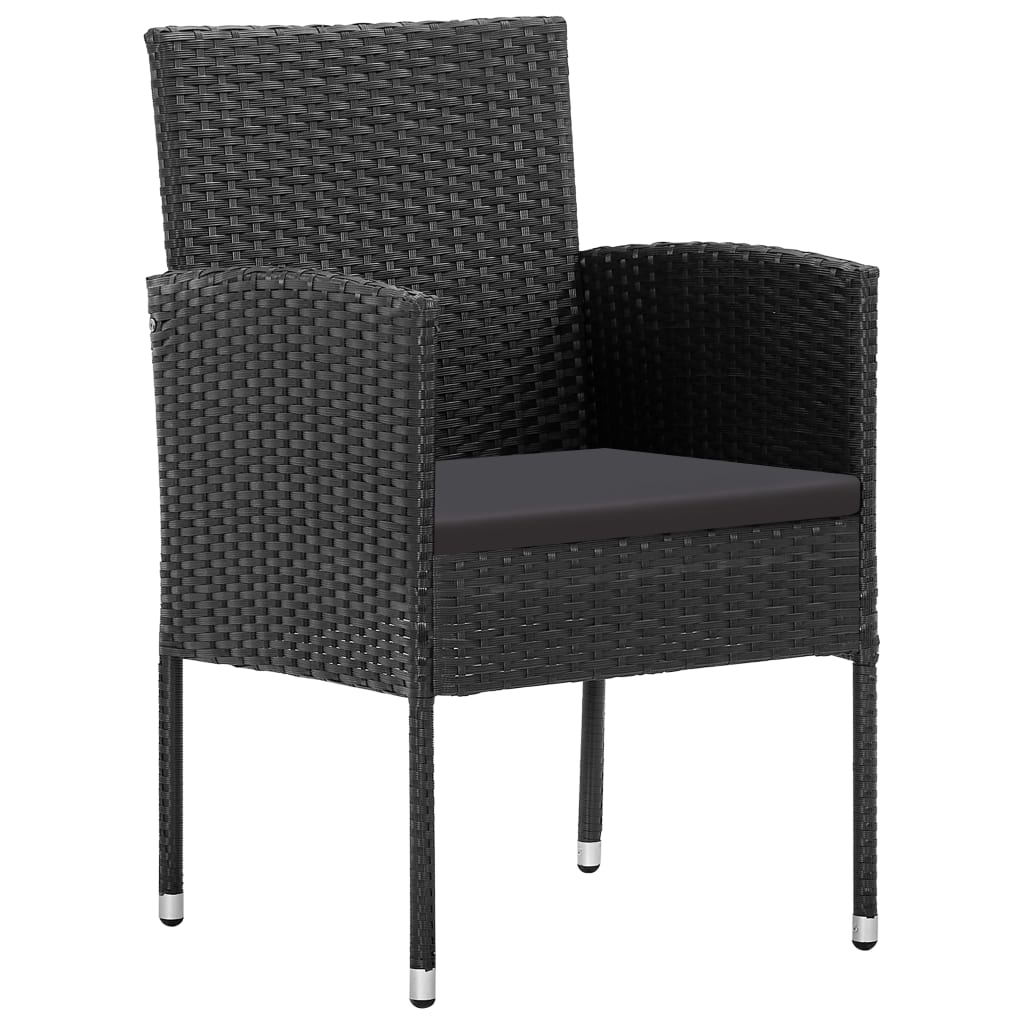 9 részes fekete polyrattan és acél kerti étkezőgarnitúra