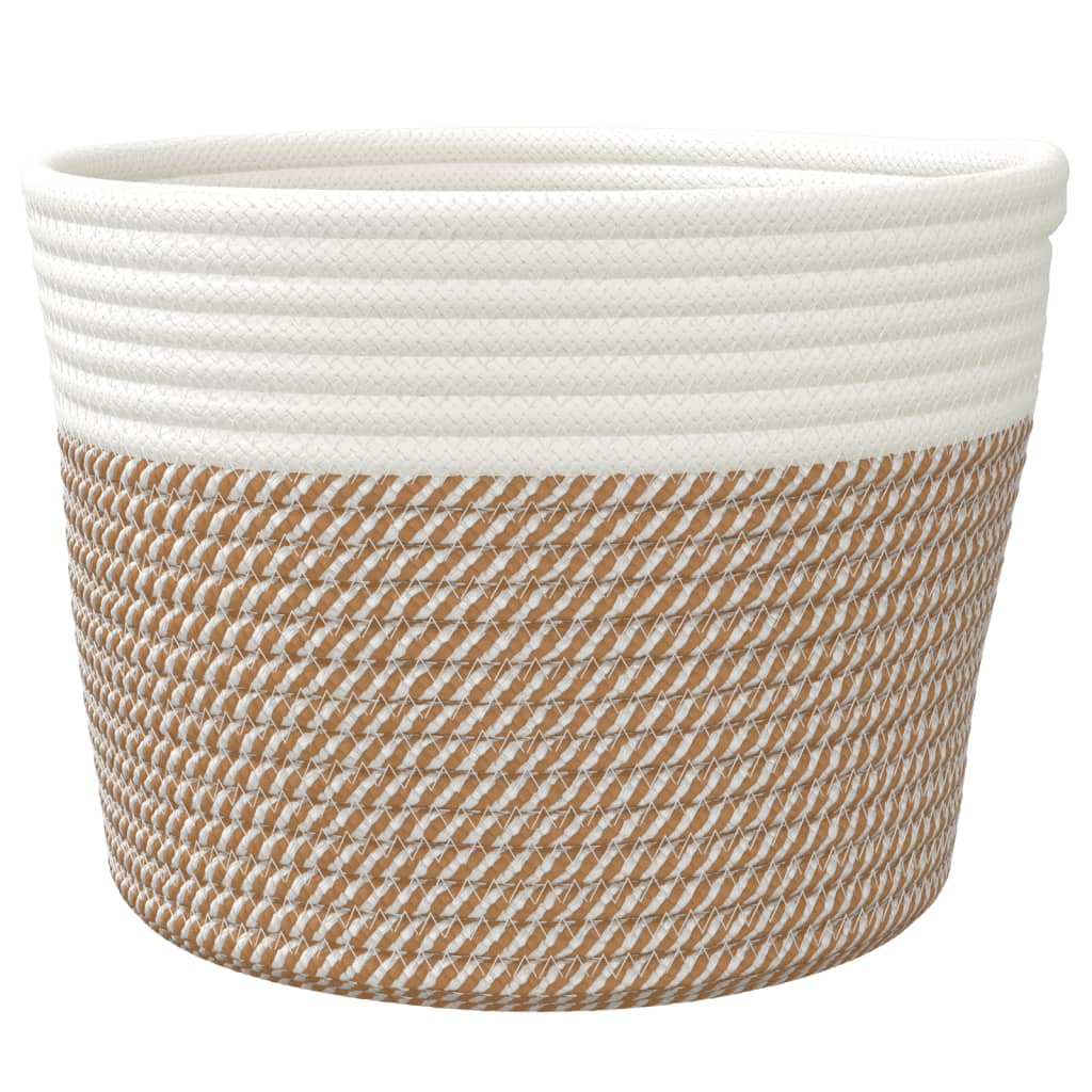 2 db barna és fehér pamut tárolókosár Ø24 x 18 cm